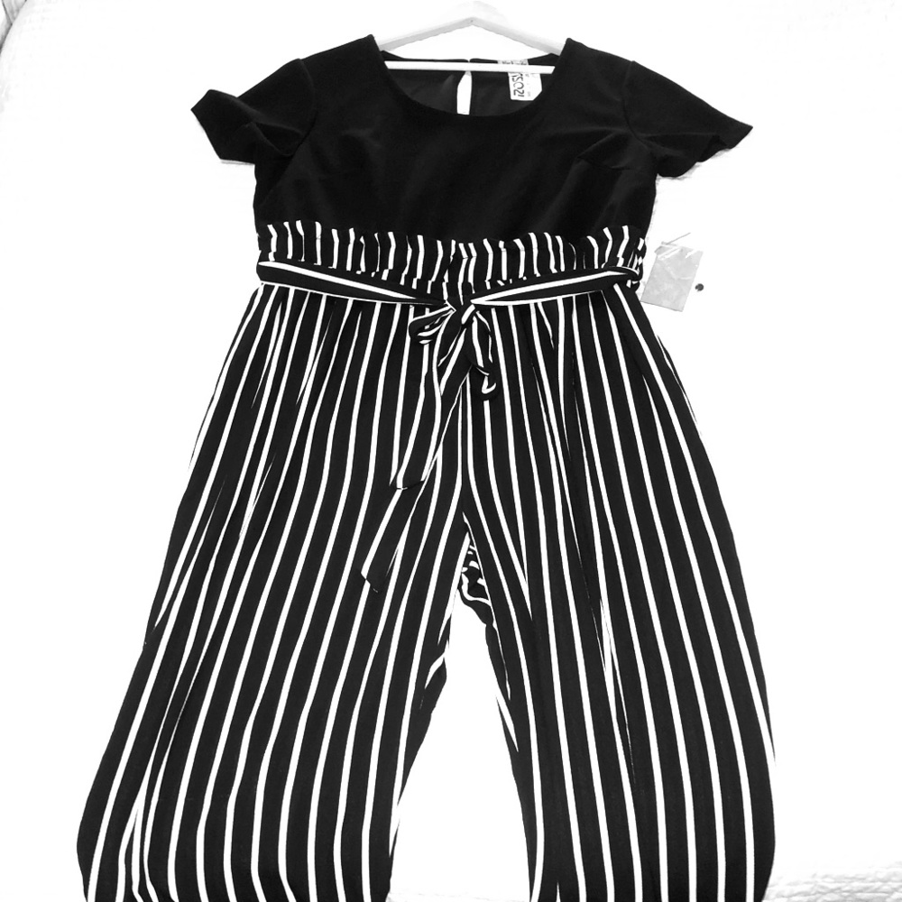 NWT Black Stripped Jumpsuit plus size